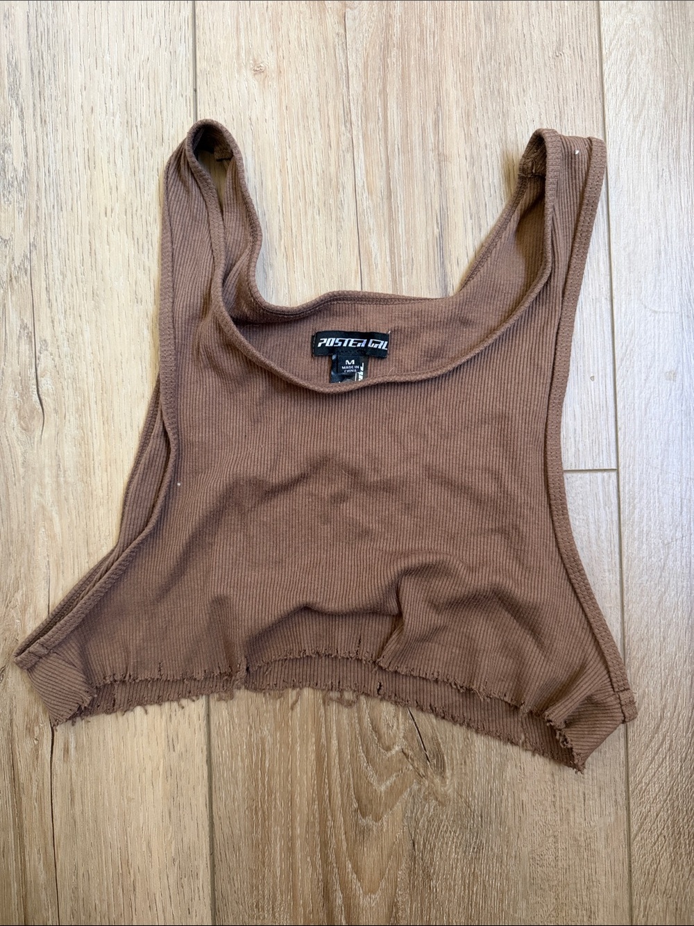POSTER GIRL Chocolate Brown Ribbed Crop Tank